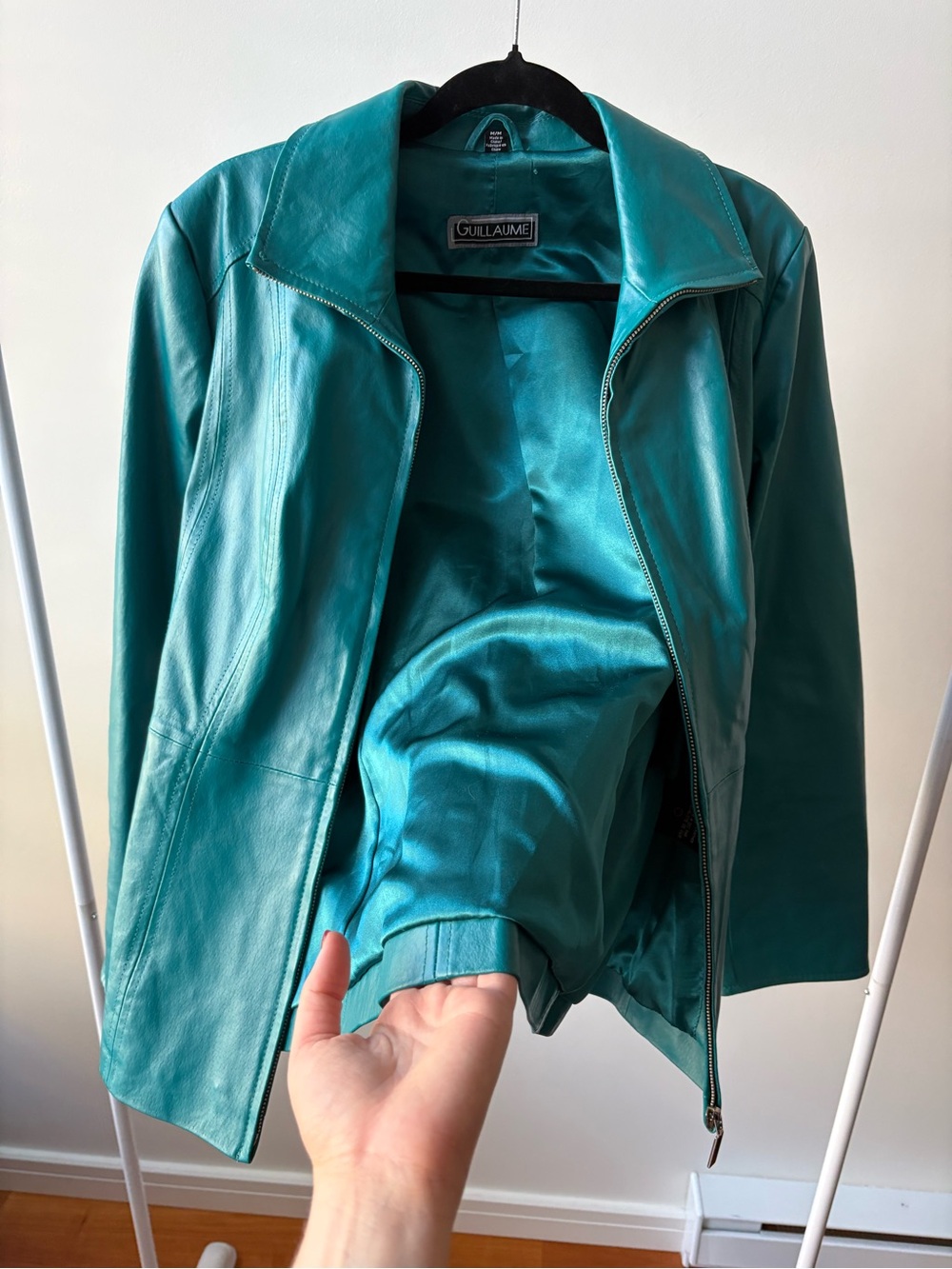 Guillaume teal genuine leather jacket
